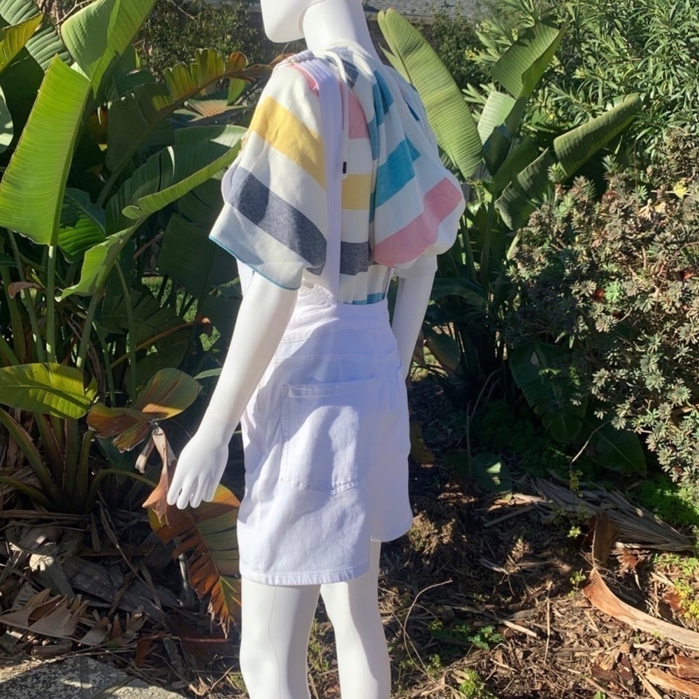 💋NWT FRAME Palazzo Denim Short Zip White Overalls - Picture 10 of 15